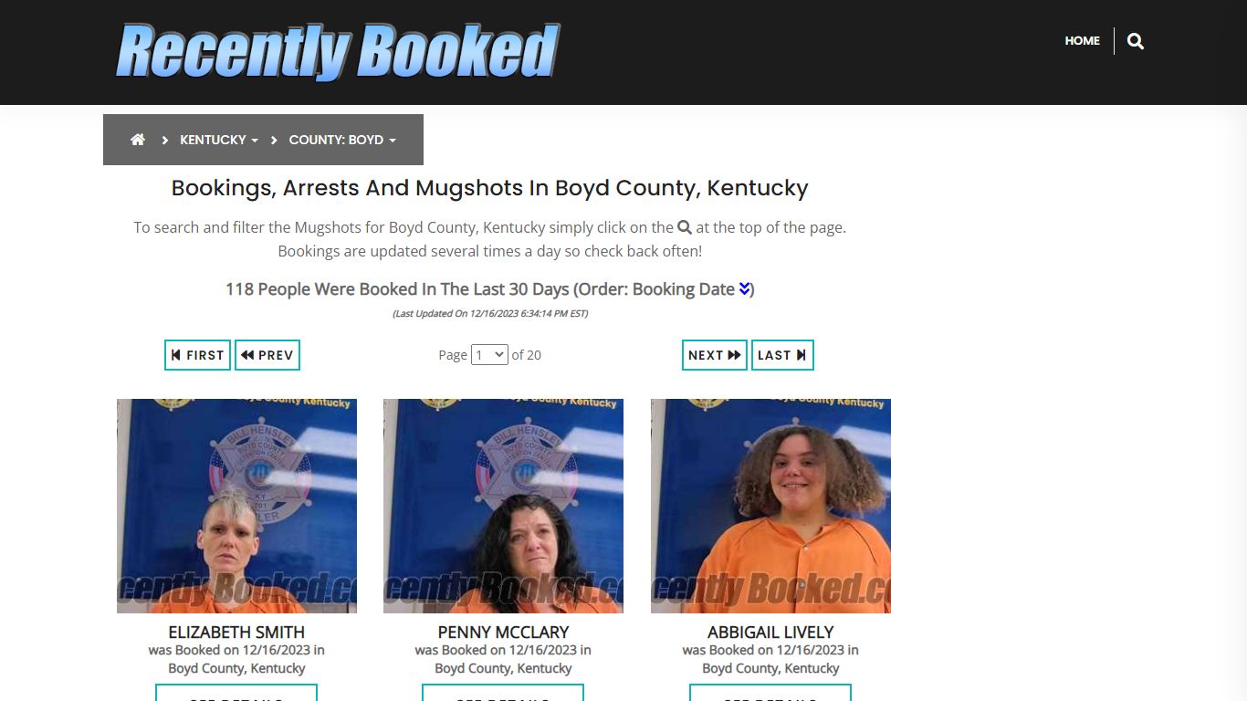 Recent bookings, Arrests, Mugshots in Boyd County, Kentucky